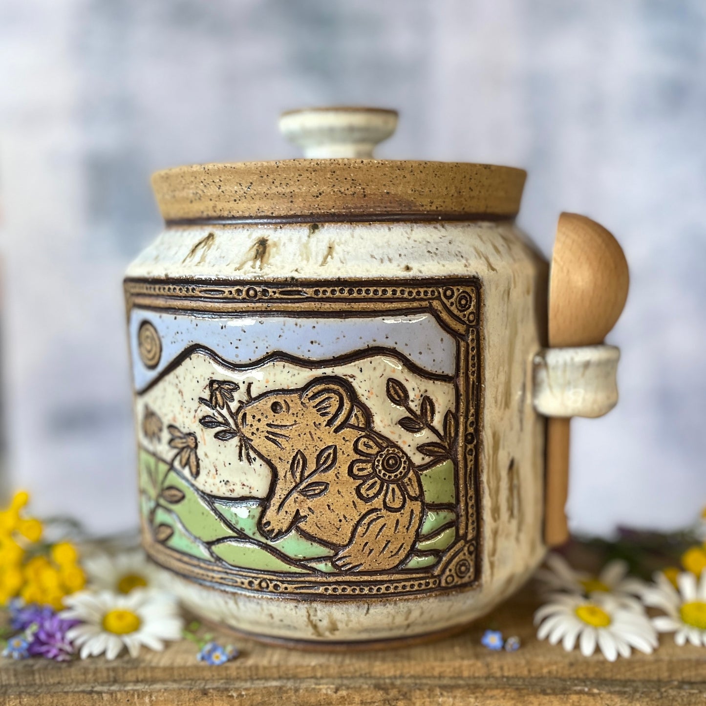 72. 60oz. Pika and Wildflower Jar with Scoop