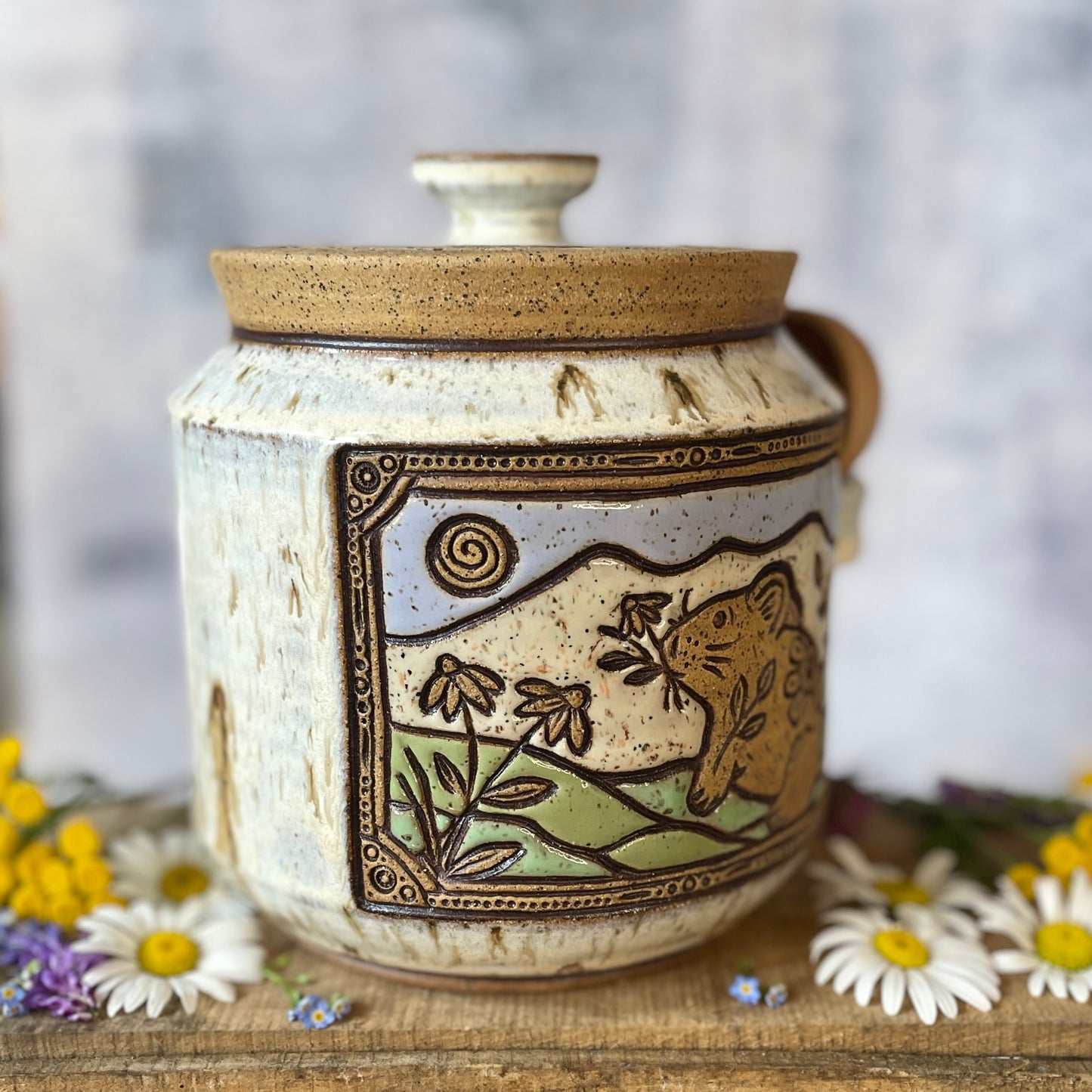 72. 60oz. Pika and Wildflower Jar with Scoop