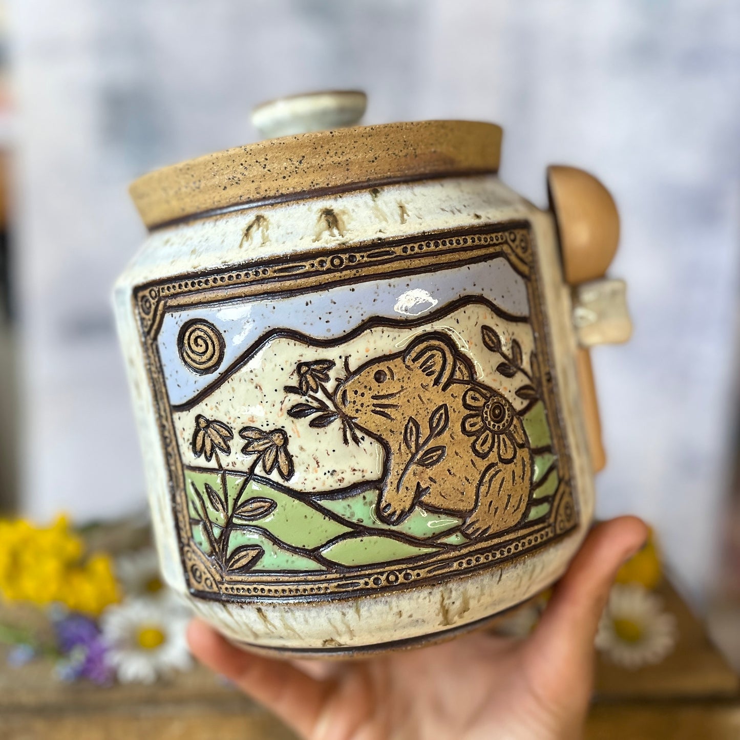 72. 60oz. Pika and Wildflower Jar with Scoop