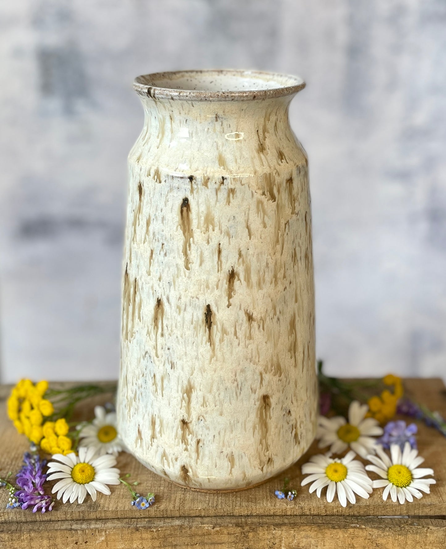 74. 8.5" Pair of Swallows and Chicory Vase