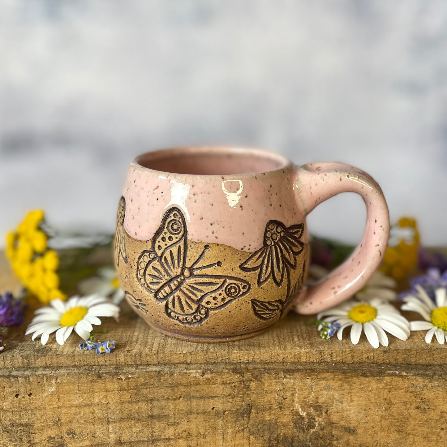 79. 6oz. Butterfly and Wildflower Mini Mug