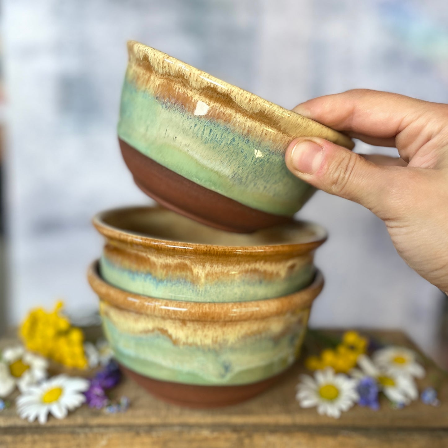 89. Set of Three 3"x5" Classic Glazed Bowls