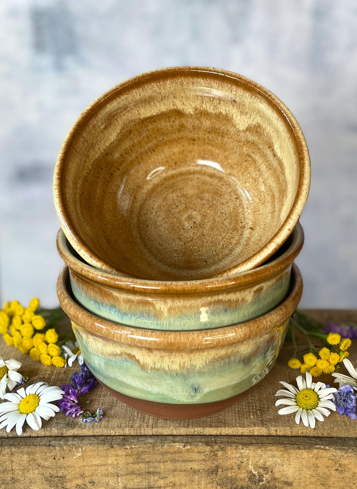 89. Set of Three 3"x5" Classic Glazed Bowls