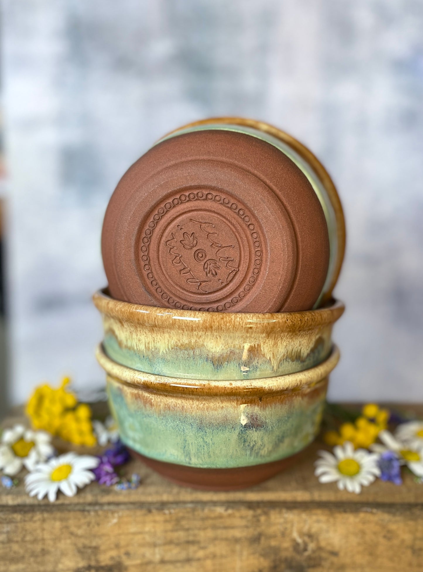 89. Set of Three 3"x5" Classic Glazed Bowls