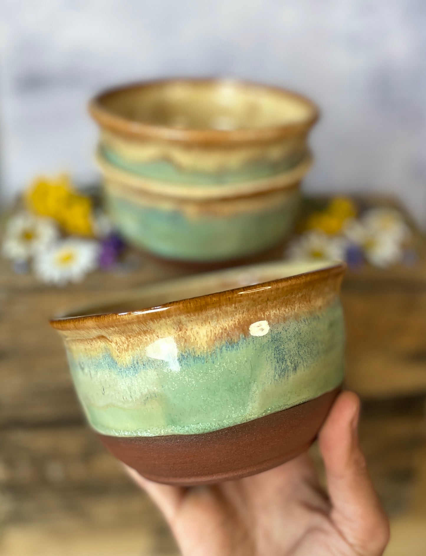 89. Set of Three 3"x5" Classic Glazed Bowls