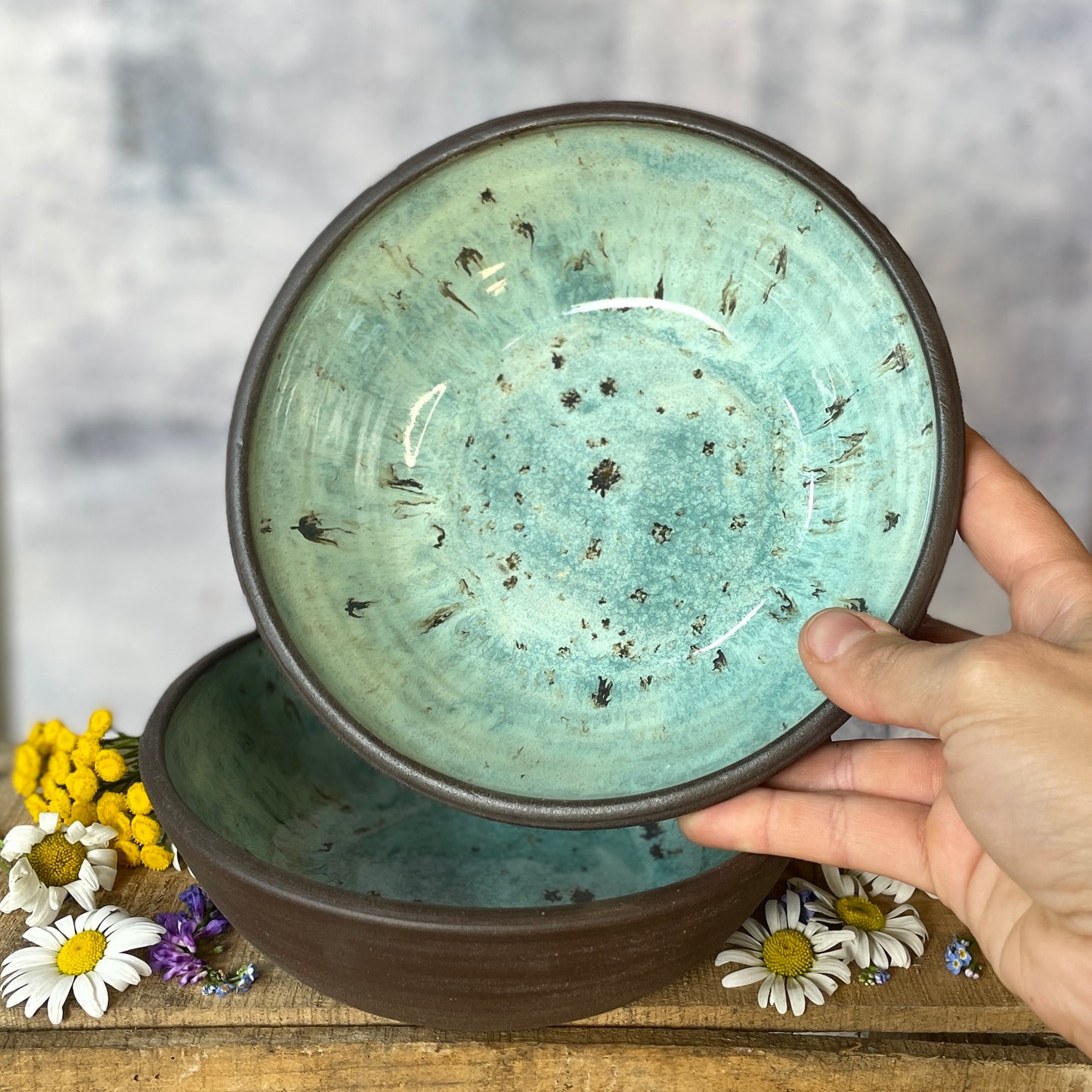 93. Set of Two 2"x7" Classic Glazed Bowls