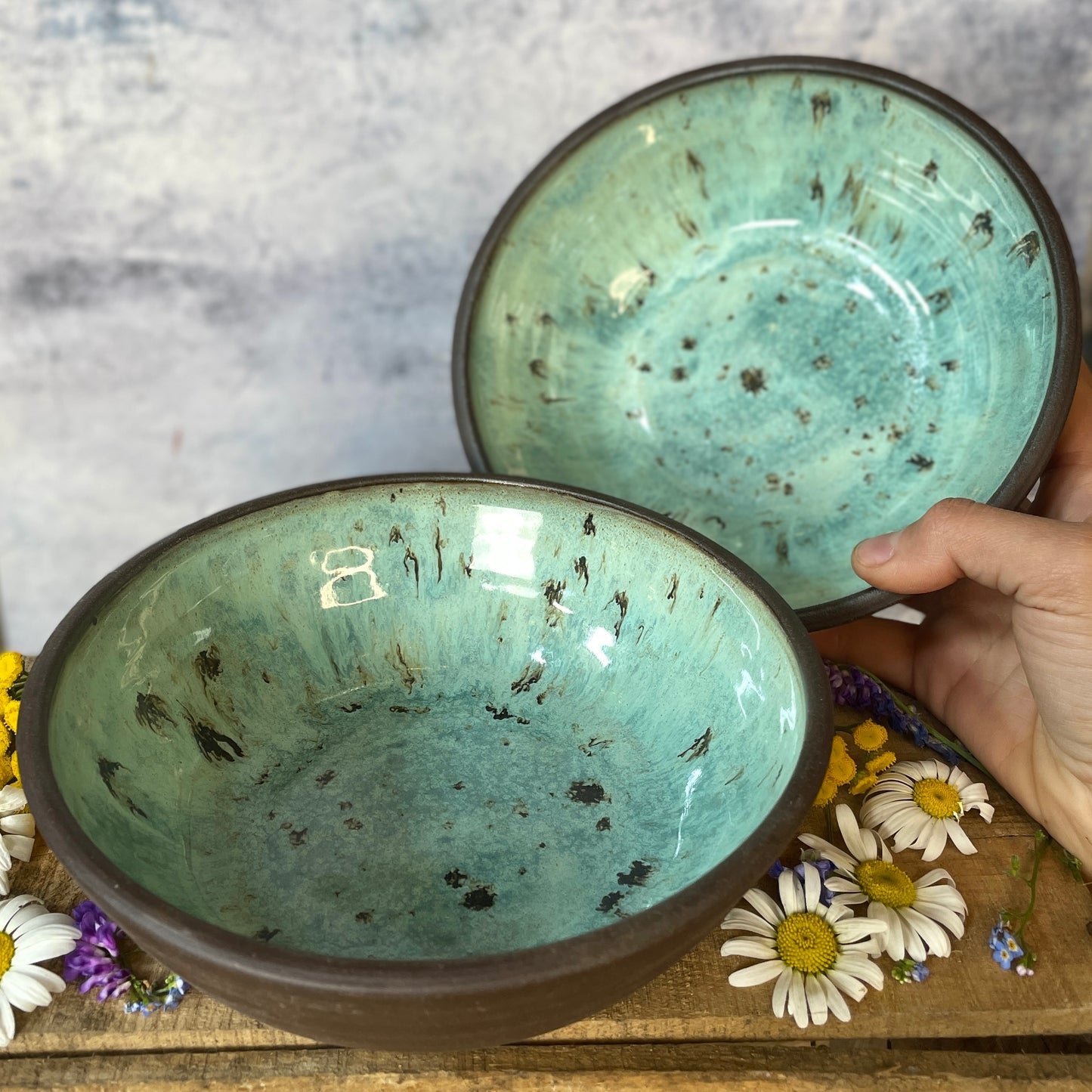 93. Set of Two 2"x7" Classic Glazed Bowls