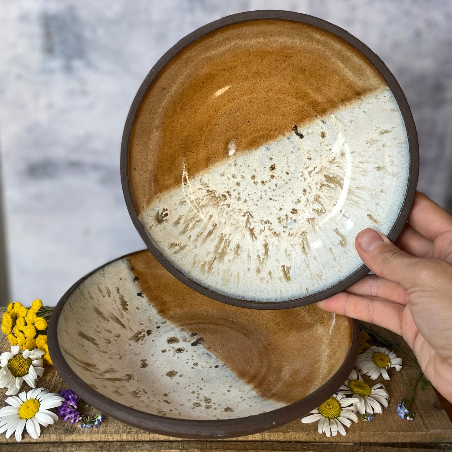 94. Set of Two 1.5"x7.5" Classic Glazed Bowls