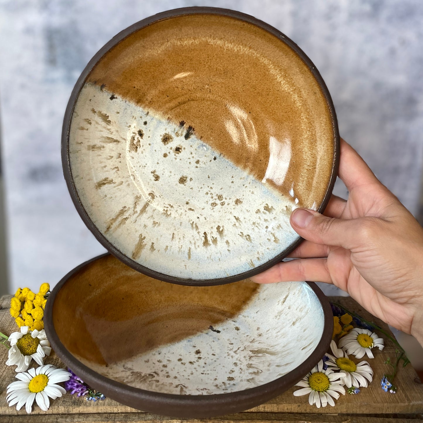 94. Set of Two 1.5"x7.5" Classic Glazed Bowls