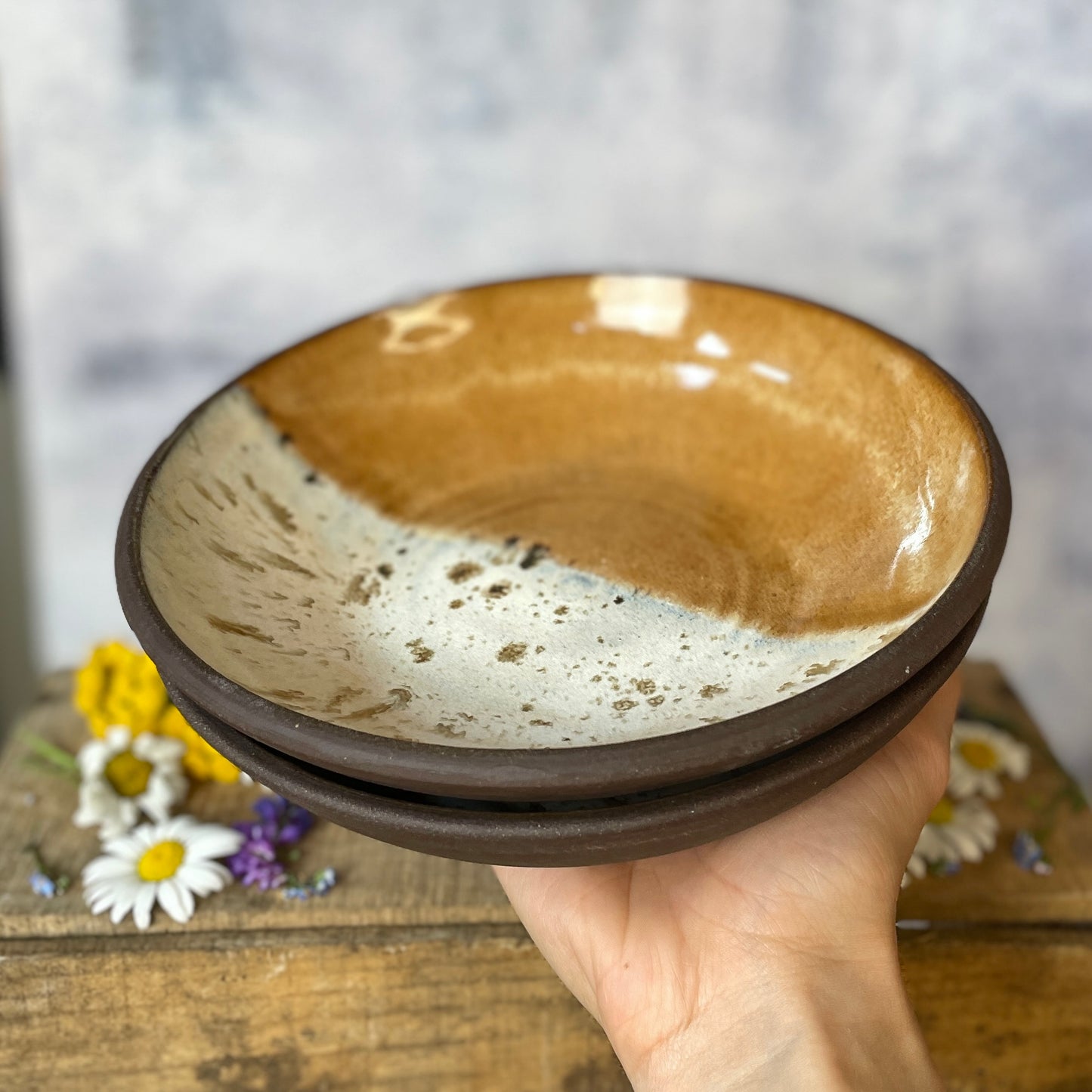 94. Set of Two 1.5"x7.5" Classic Glazed Bowls