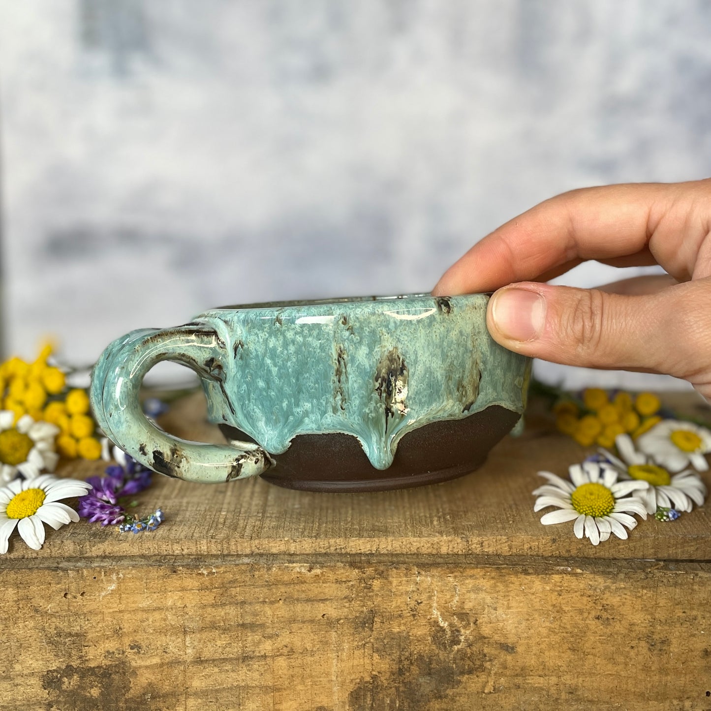 95. 11oz. Drippy Glazed Capuccino Mug *Discount for drip*