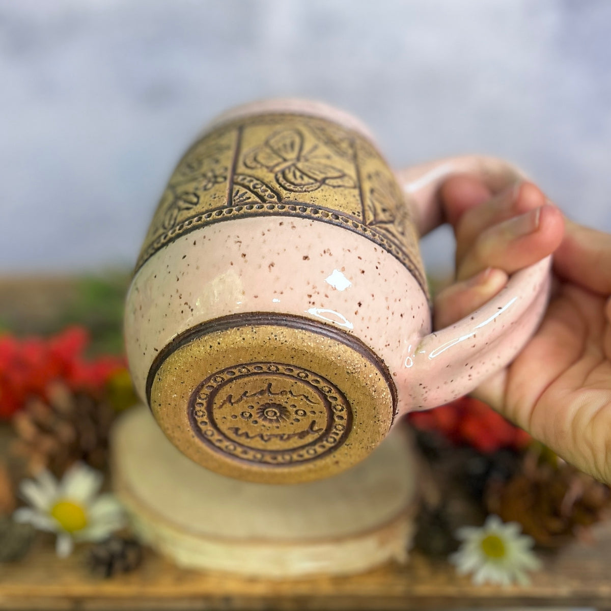 19. 18oz. Butterfly and Flowers Tiled Mug