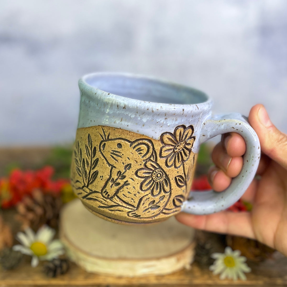 21. 14oz. Pika and Wildflower Mug