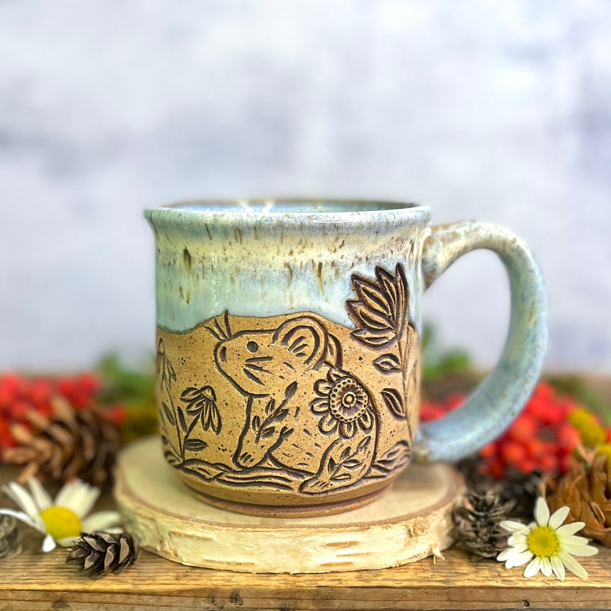 22. 15oz. Pika and Wildflower Mug