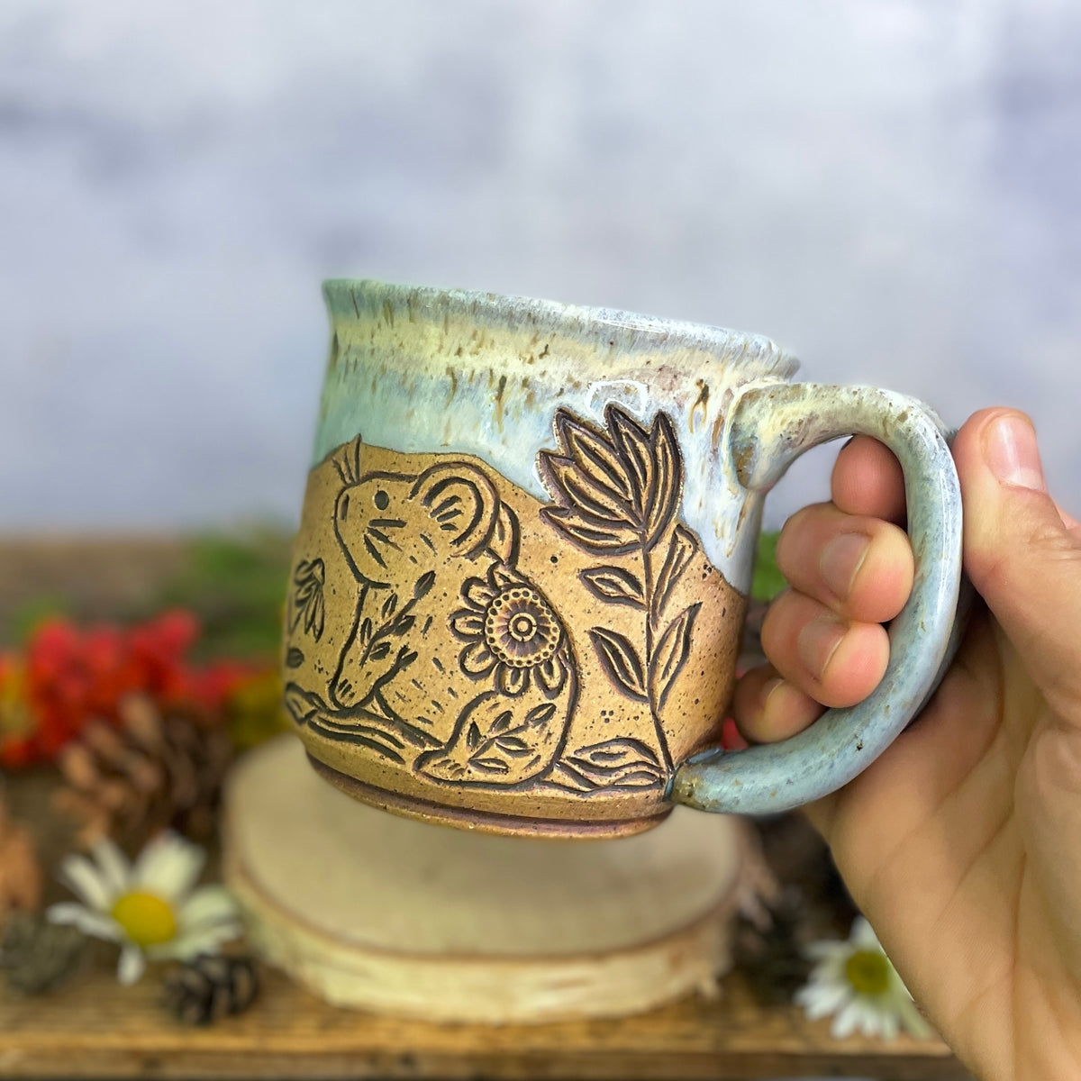 22. 15oz. Pika and Wildflower Mug
