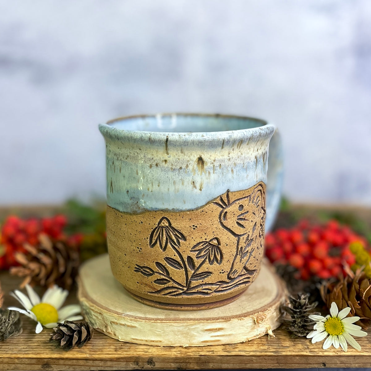 22. 15oz. Pika and Wildflower Mug