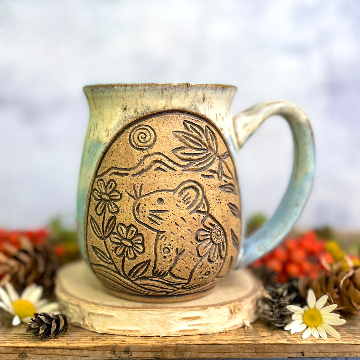 27. 18oz. Pika and Wildflower Mug