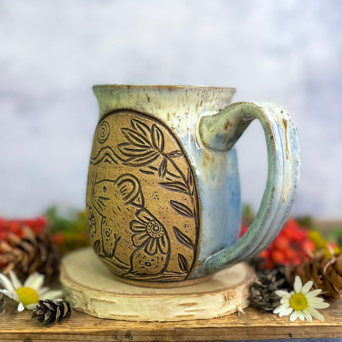 27. 18oz. Pika and Wildflower Mug