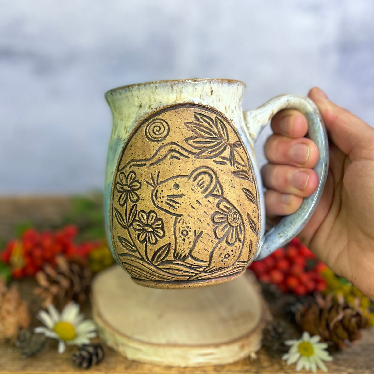 27. 18oz. Pika and Wildflower Mug