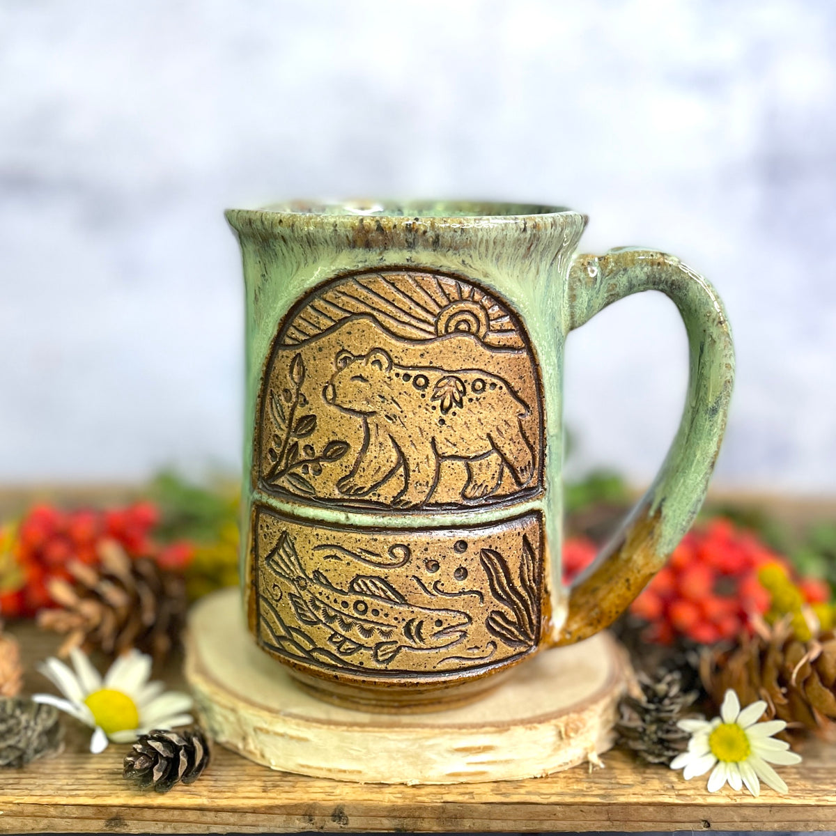 29. 16oz. Bear and Salmon Mug