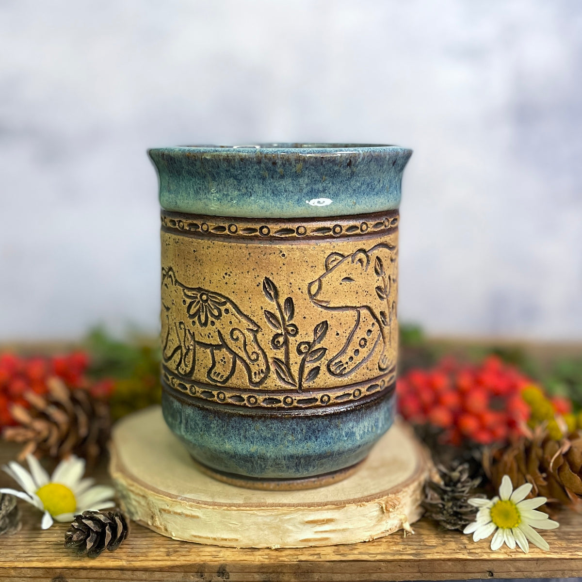 30. 16oz. Bear with Cubs and Huckleberries Mug