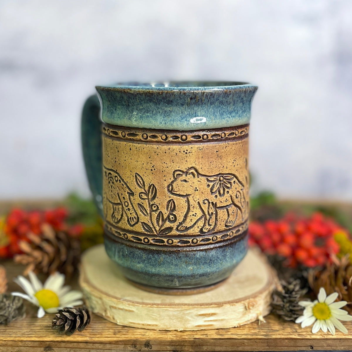 30. 16oz. Bear with Cubs and Huckleberries Mug