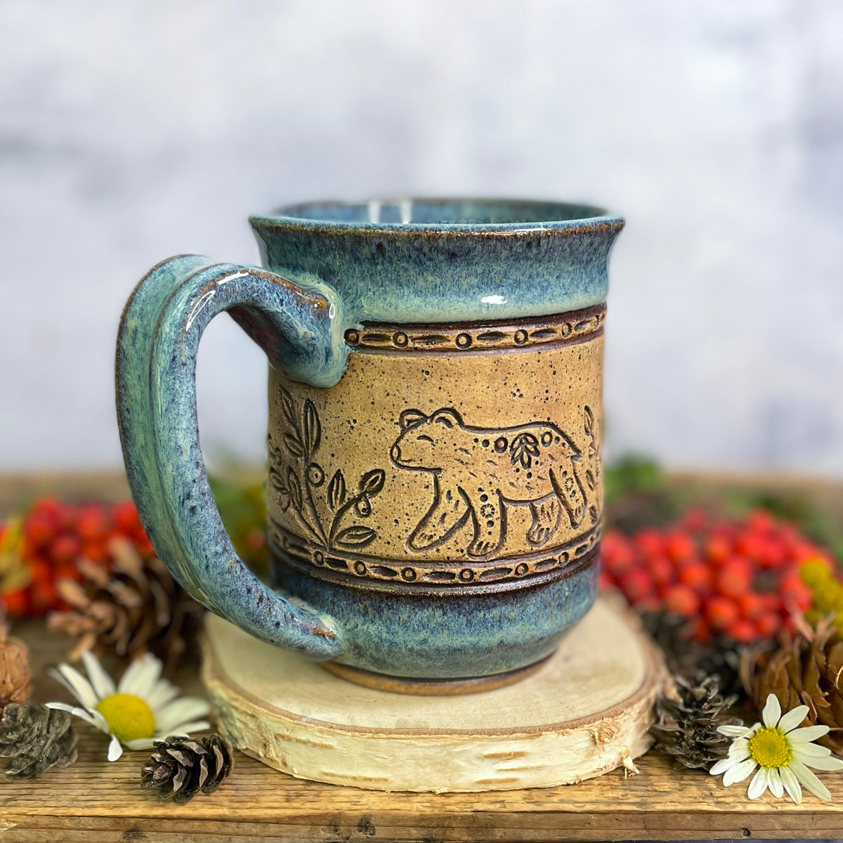 30. 16oz. Bear with Cubs and Huckleberries Mug