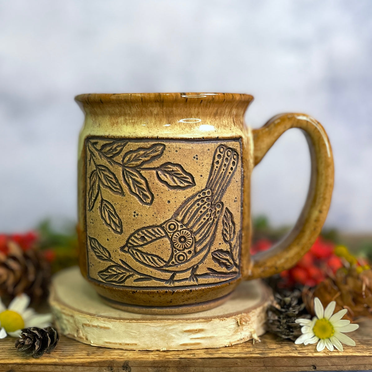 38. 17oz. Autumn Chickadee Mug