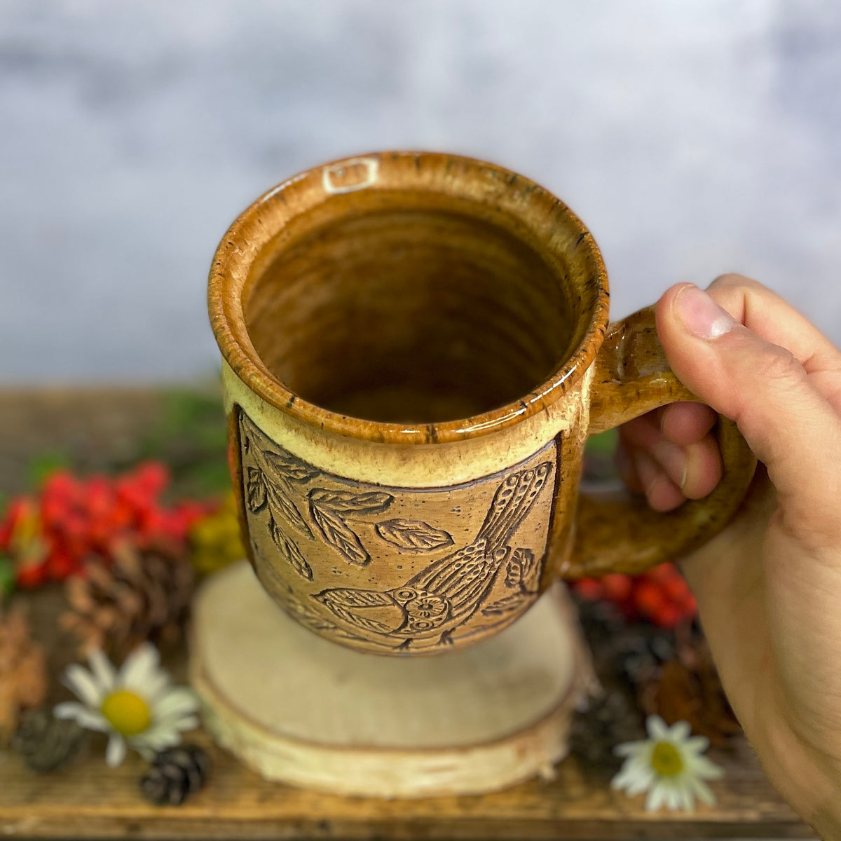 38. 17oz. Autumn Chickadee Mug