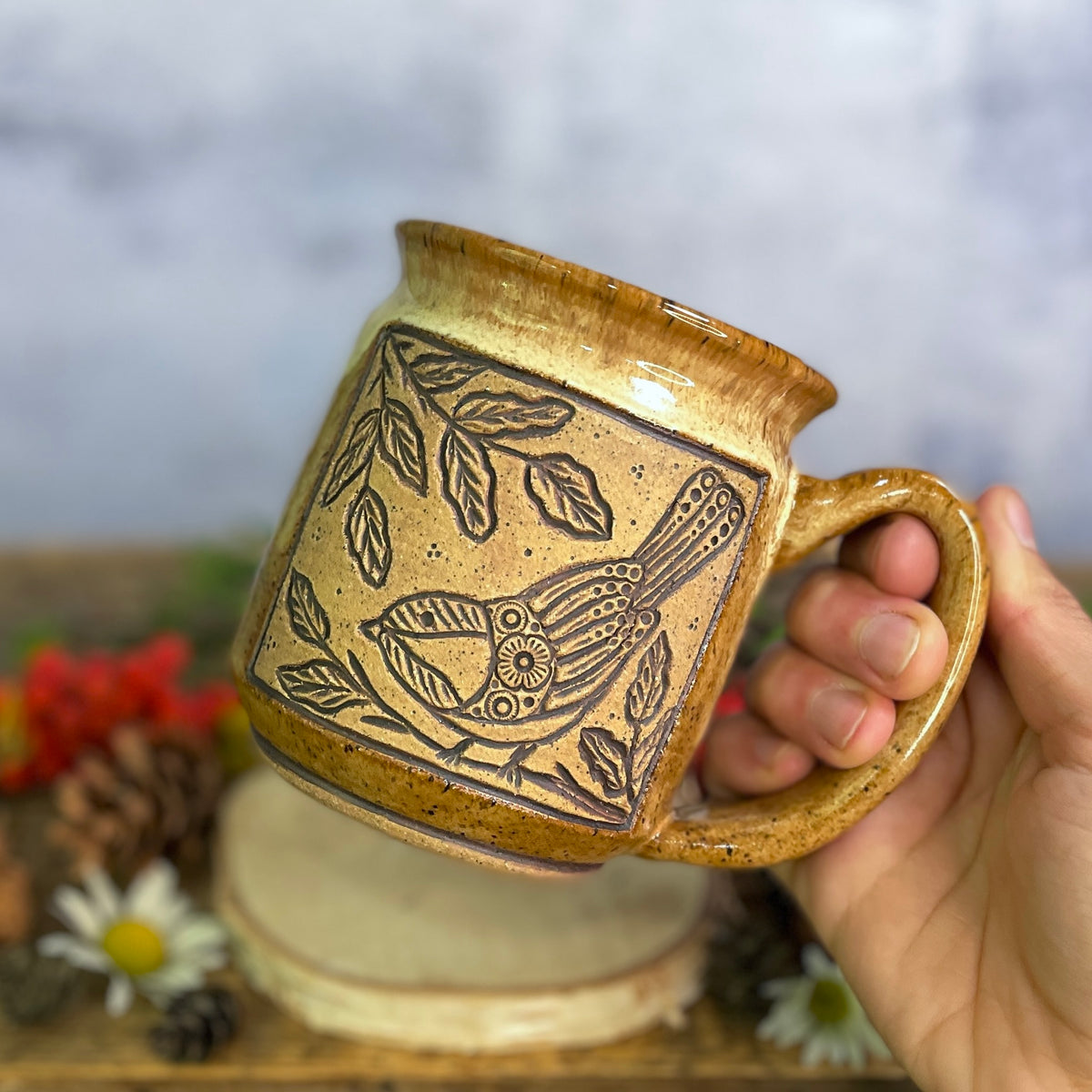 38. 17oz. Autumn Chickadee Mug