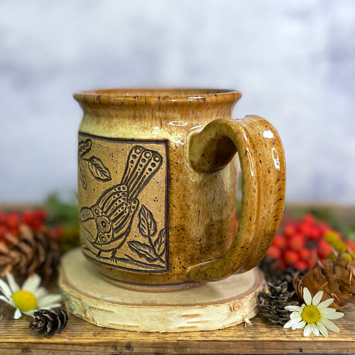 38. 17oz. Autumn Chickadee Mug