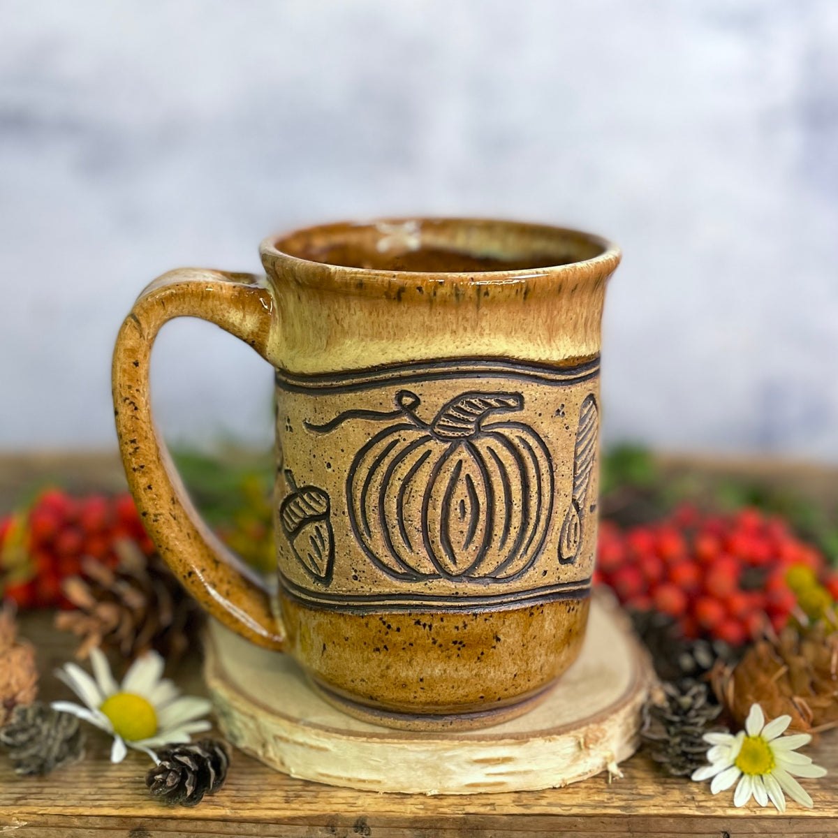 41. 16oz. Autumn Leaves and Pumpkin Mug