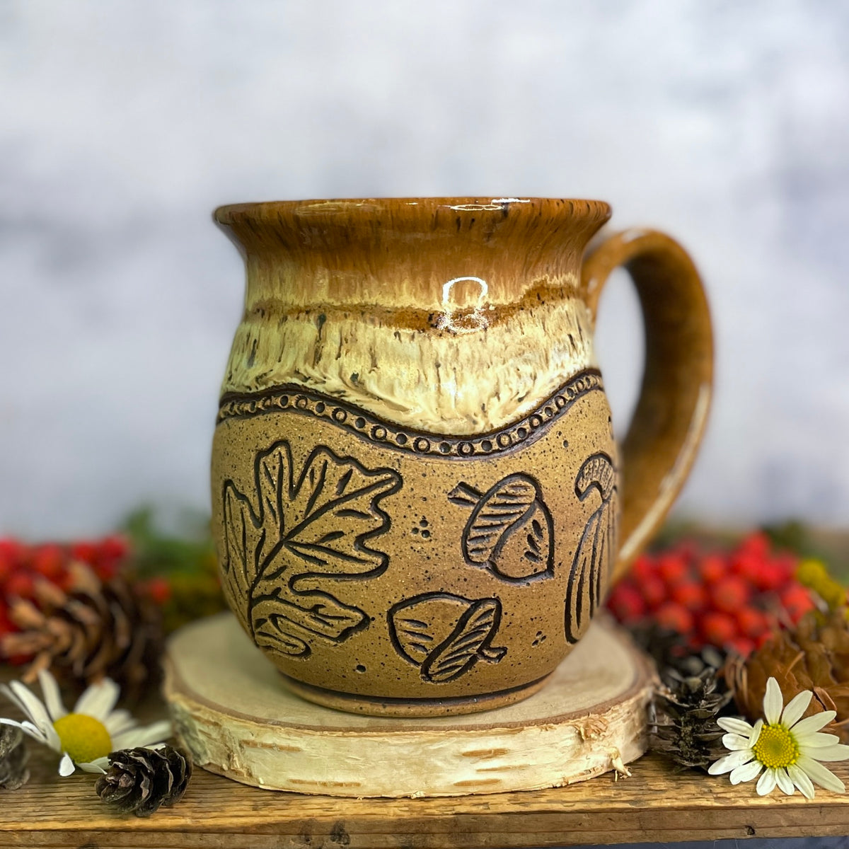 43. 19oz. Autumn leaves and Pumpkin Mug