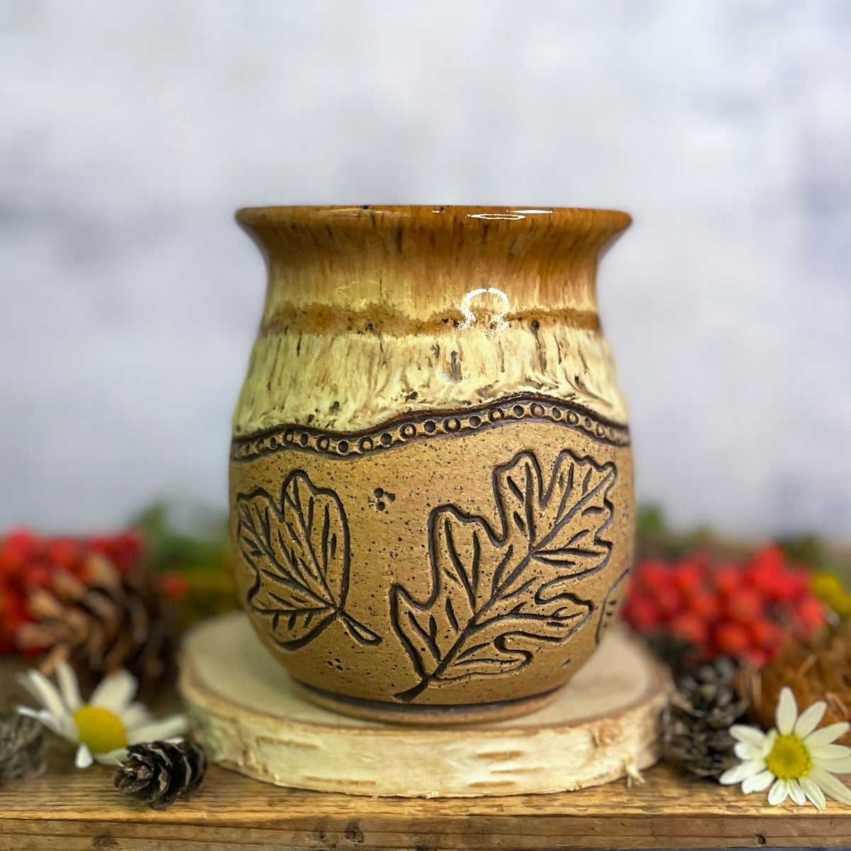 43. 19oz. Autumn leaves and Pumpkin Mug
