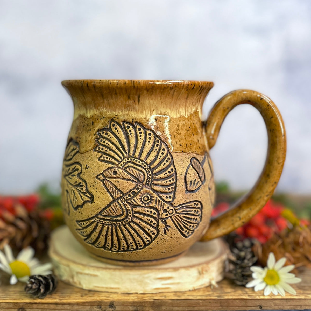 44. 18oz. Chickadee, Oak and acorn Mug