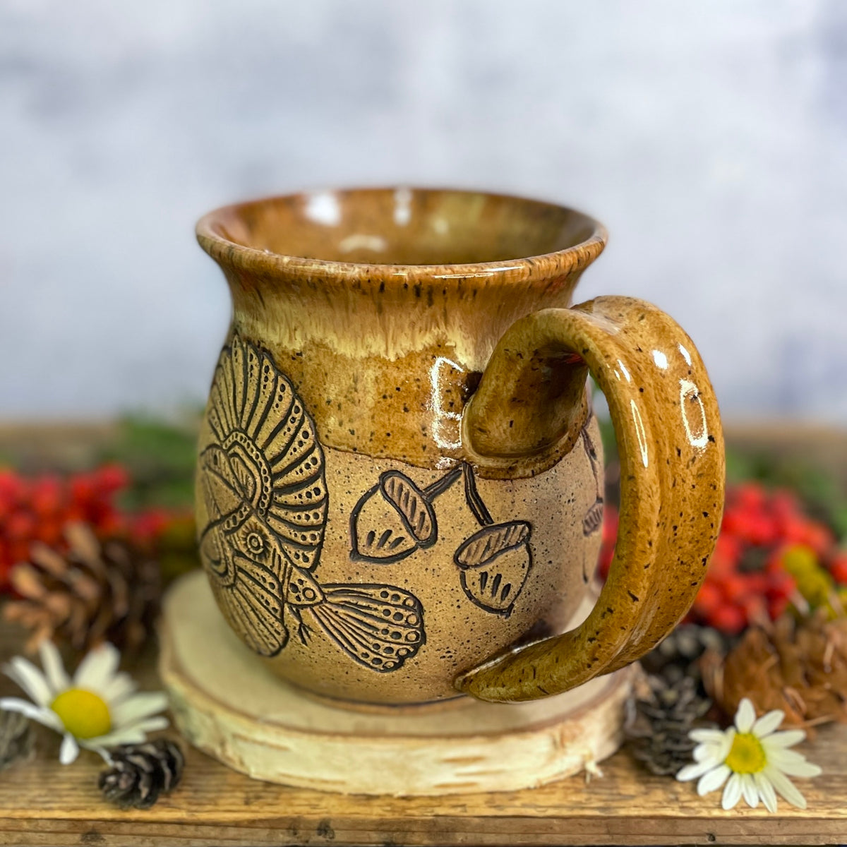 44. 18oz. Chickadee, Oak and acorn Mug