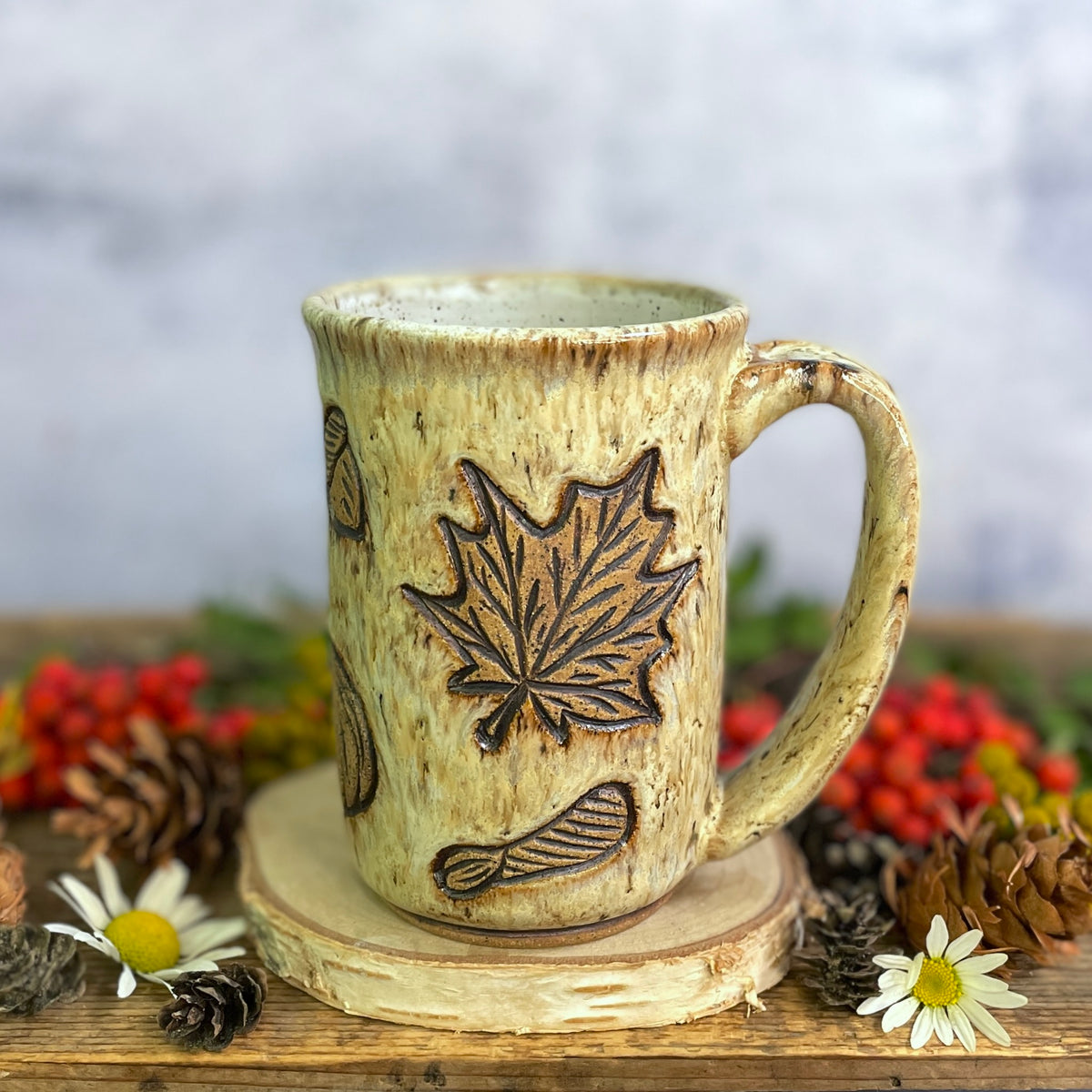 45. 16oz. Autumn Leaves and Pumpkin Mug