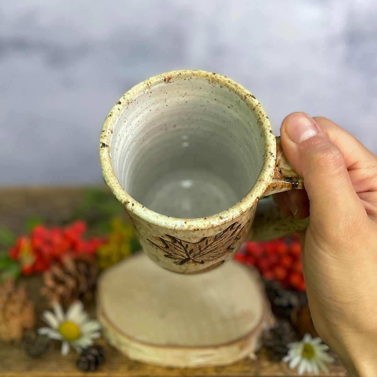 45. 16oz. Autumn Leaves and Pumpkin Mug
