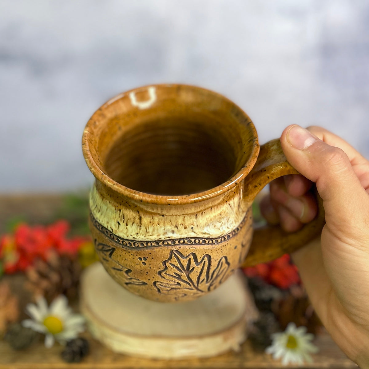 46. 18oz. Autumn Leaves and Pumpkin Mug
