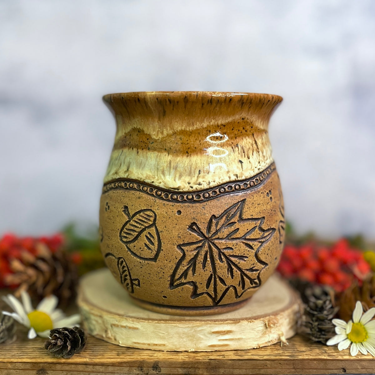 46. 18oz. Autumn Leaves and Pumpkin Mug