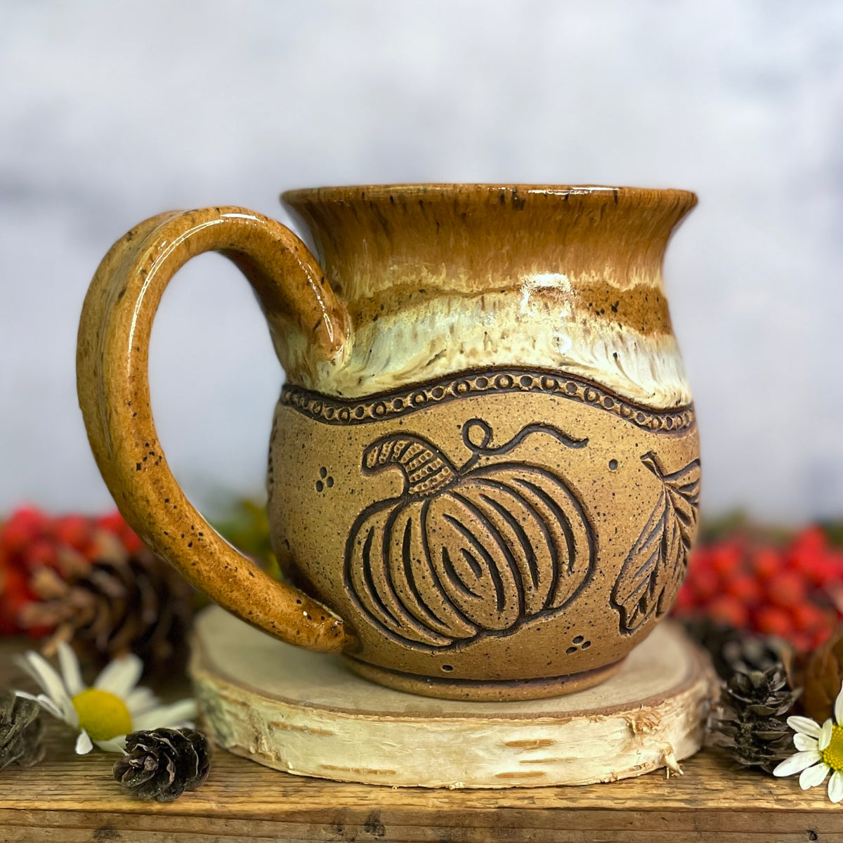 46. 18oz. Autumn Leaves and Pumpkin Mug
