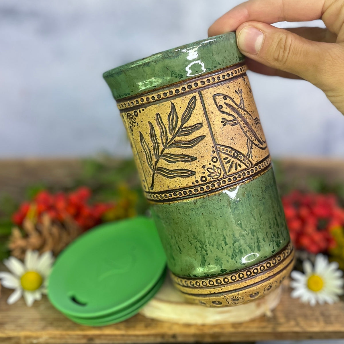 50. 17oz. Forest Creatures Tiled Travel Tumbler