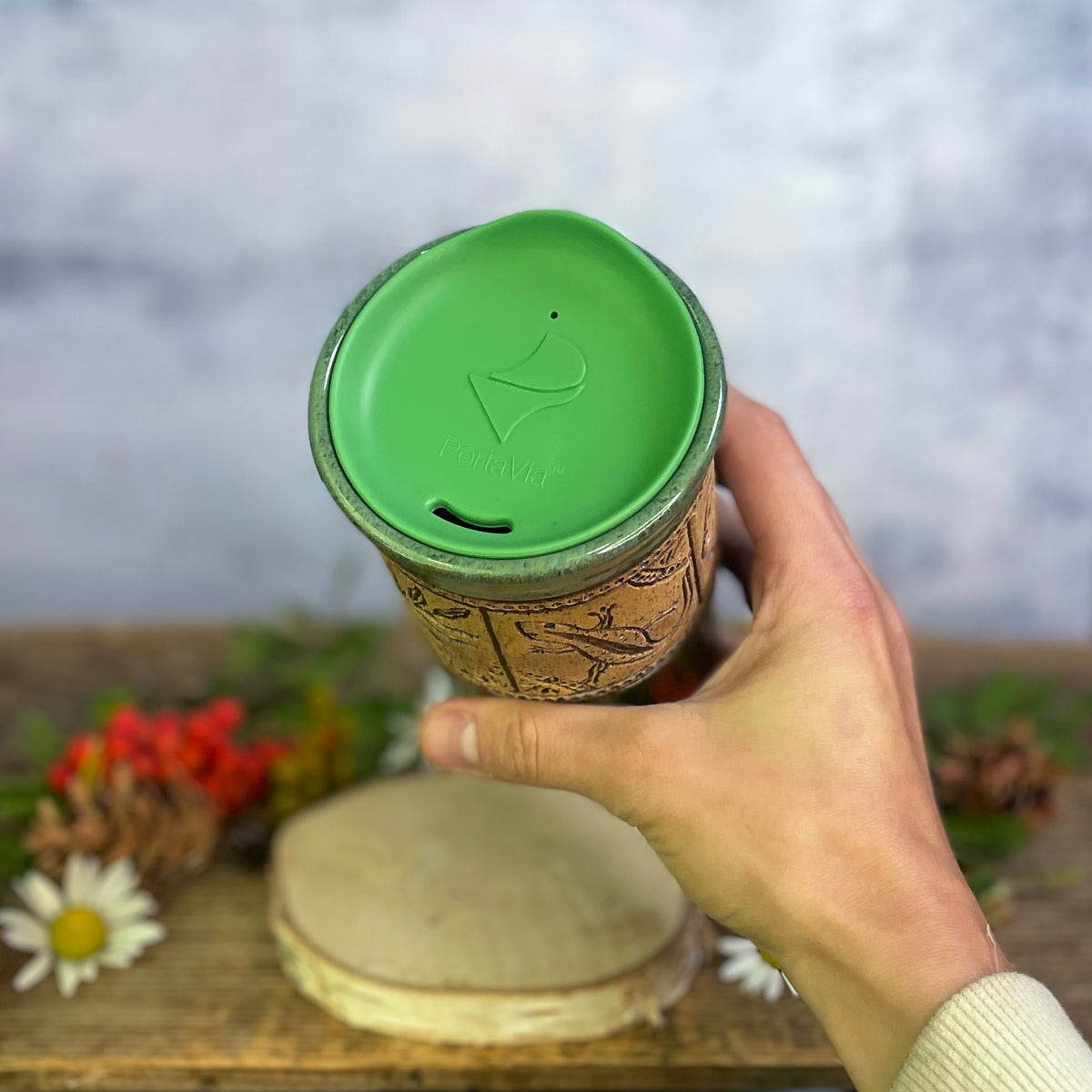50. 17oz. Forest Creatures Tiled Travel Tumbler