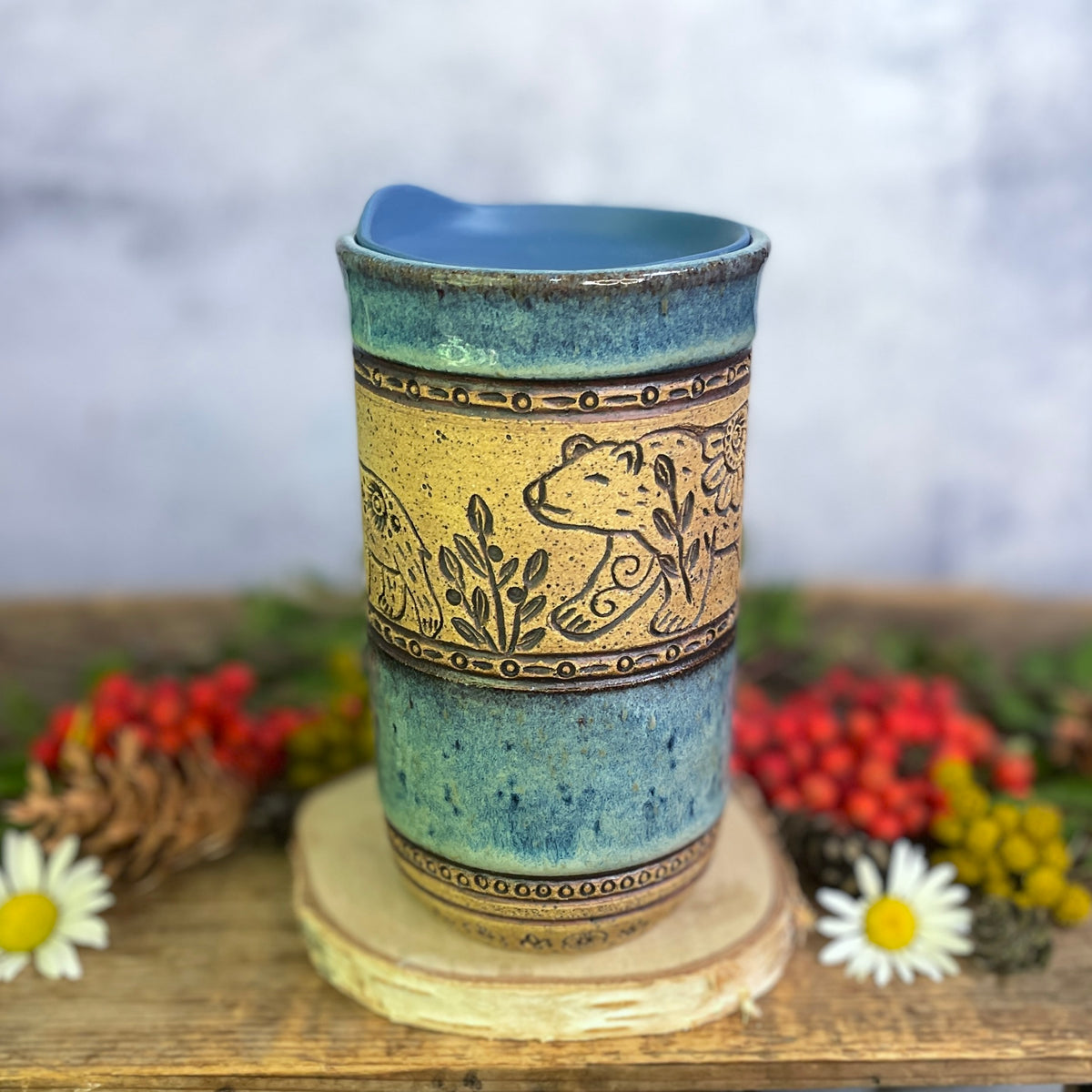 54. 18oz. Bear, Cubs and Huckleberries Travel Tumbler
