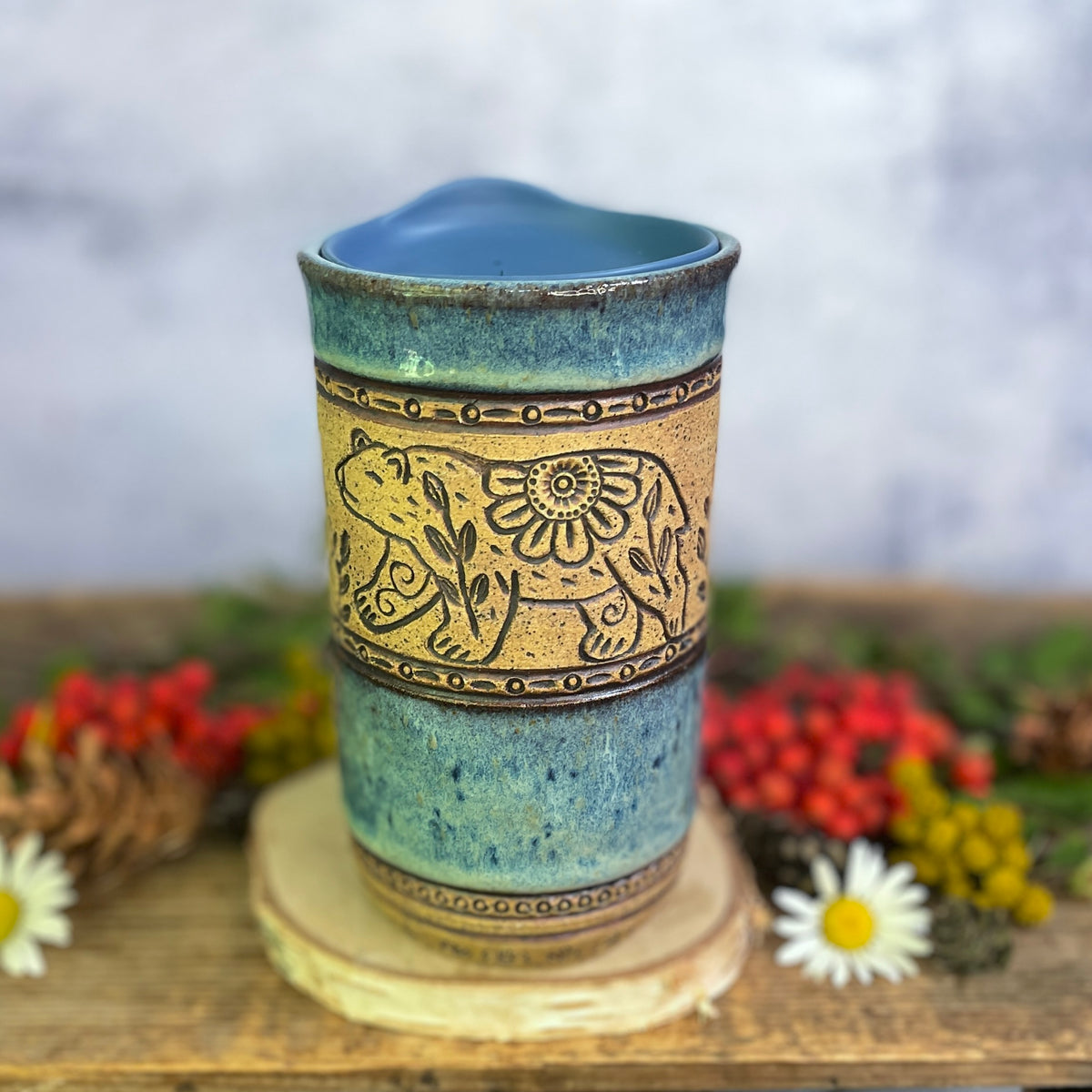 54. 18oz. Bear, Cubs and Huckleberries Travel Tumbler