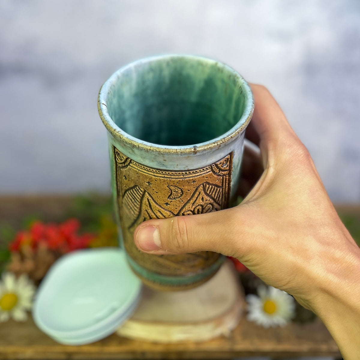 56. 18oz. Mountain Wildflower Travel Tumbler