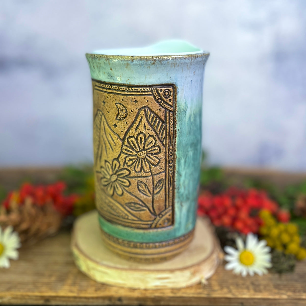 56. 18oz. Mountain Wildflower Travel Tumbler