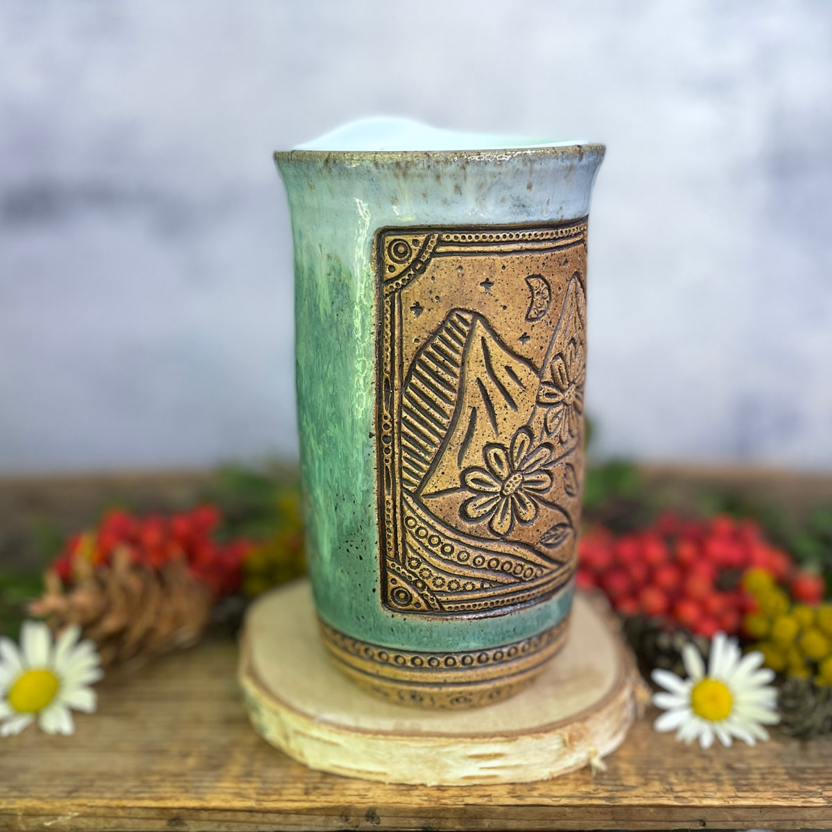 56. 18oz. Mountain Wildflower Travel Tumbler