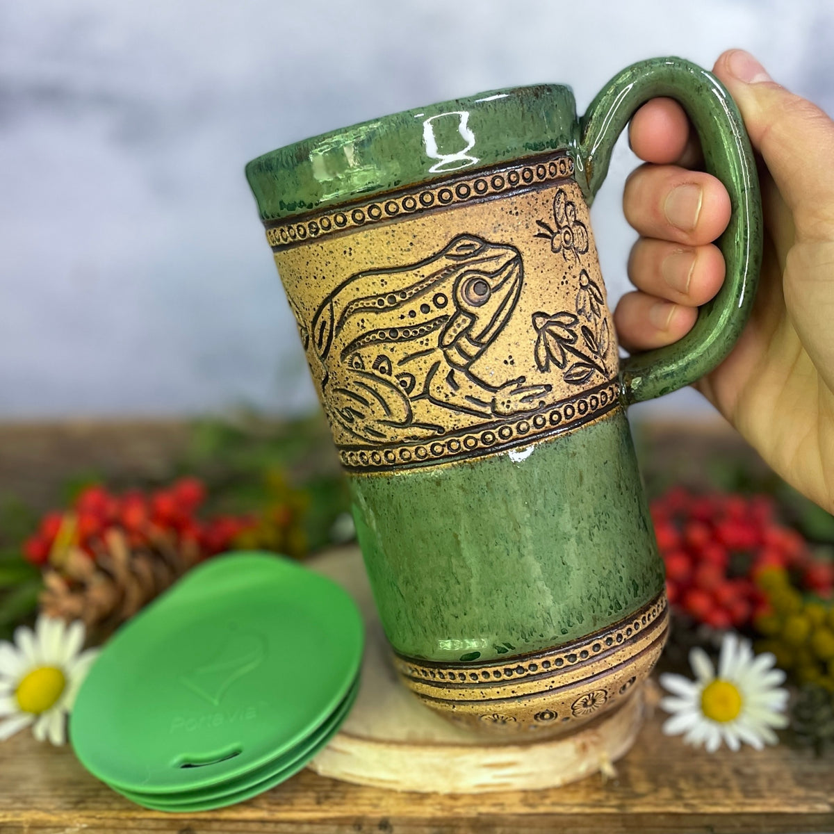 59. 18oz. Frog and Mushroom Travel Mug