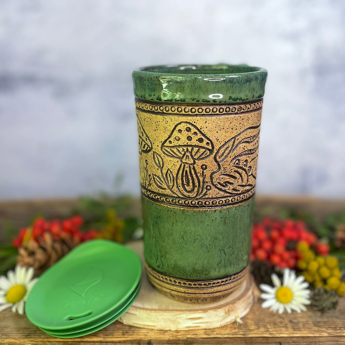 59. 18oz. Frog and Mushroom Travel Mug